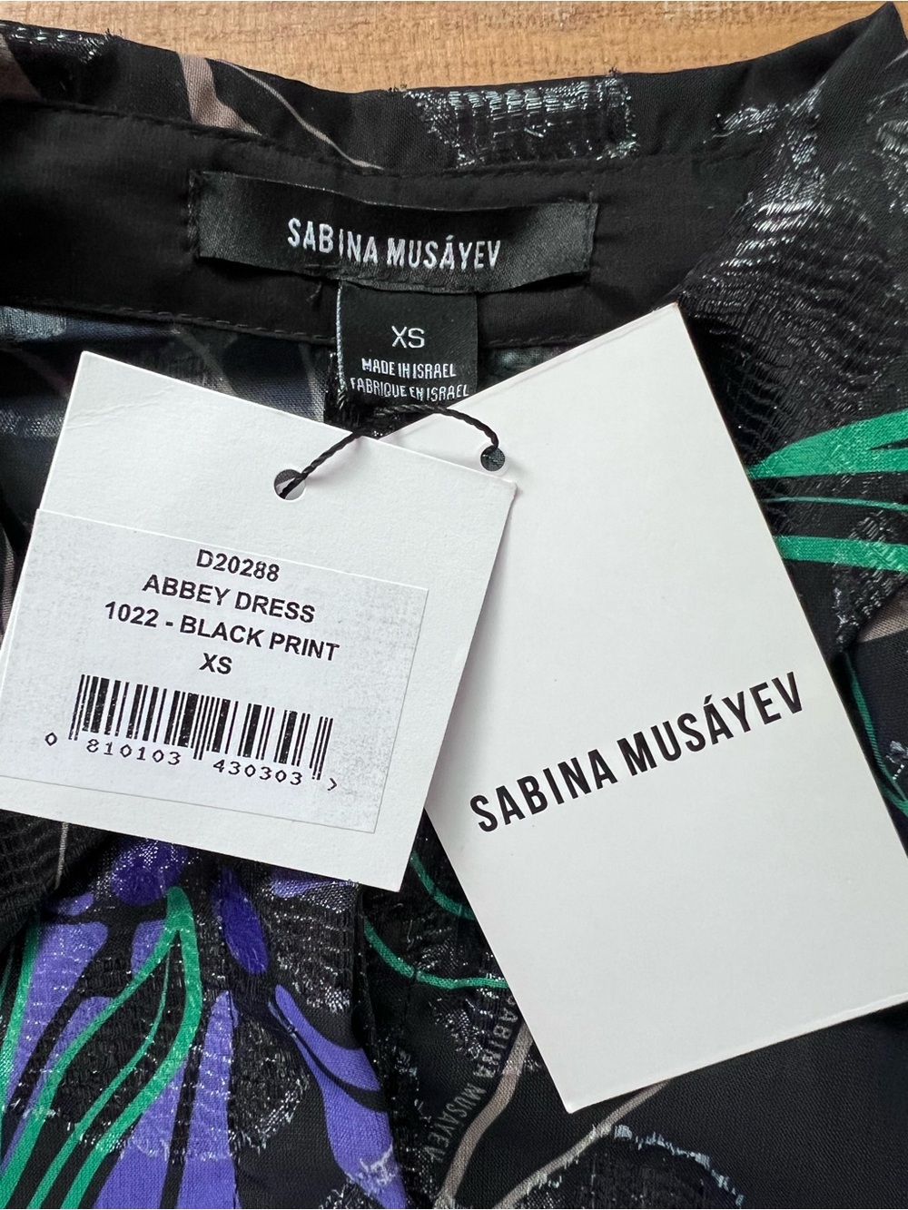 Sabina Musayev Abby Mini Dress Black Floral Metallic Size XS New With Tags - Picture 15 of 17